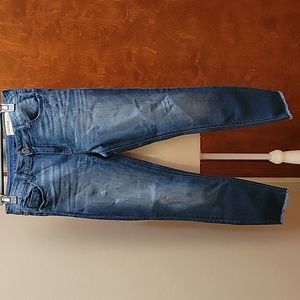 PISTOLA | Medium Rise Skinny Jeans with Some Distressing & Frayed Hem - size 27